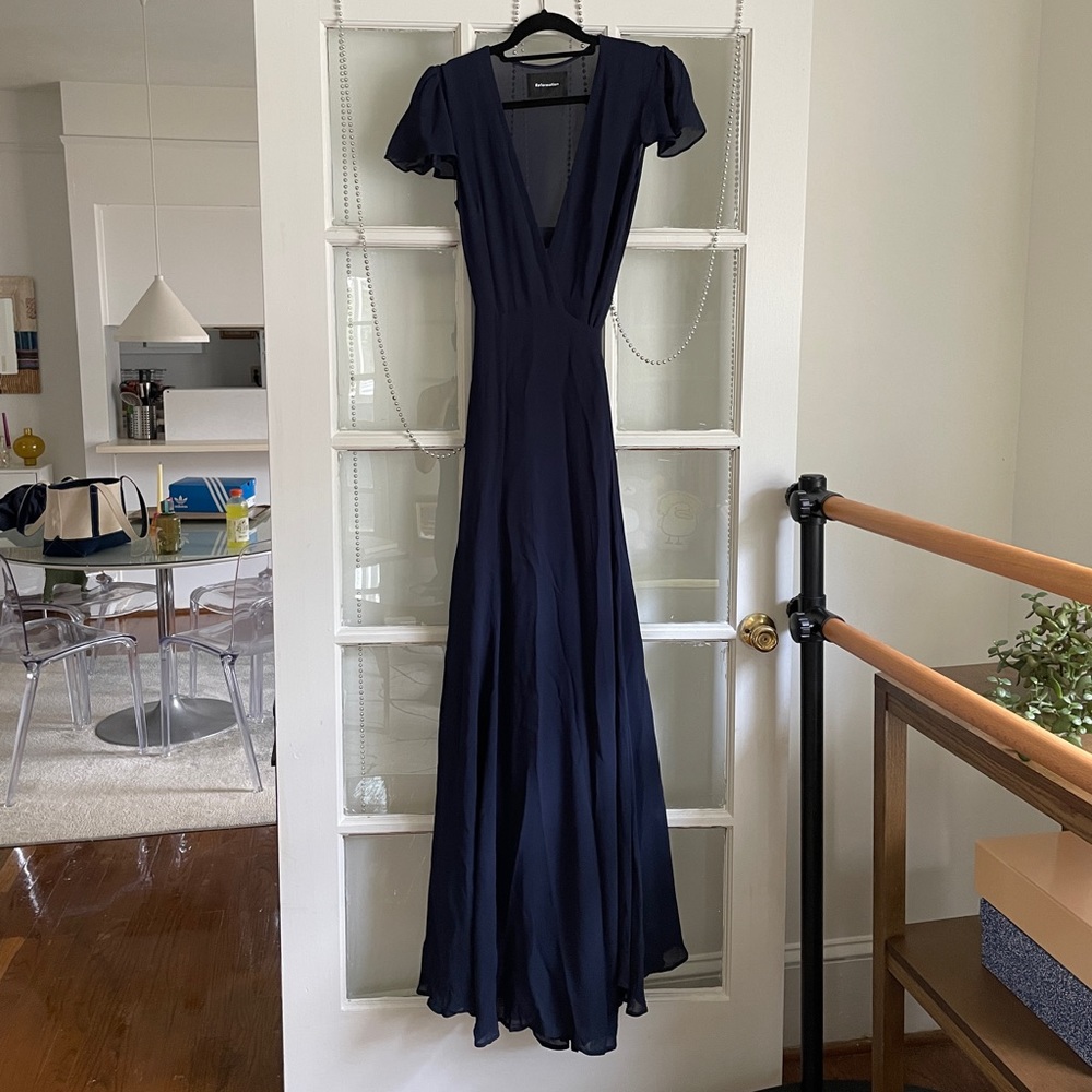 Reformation Rosey Dress in Navy